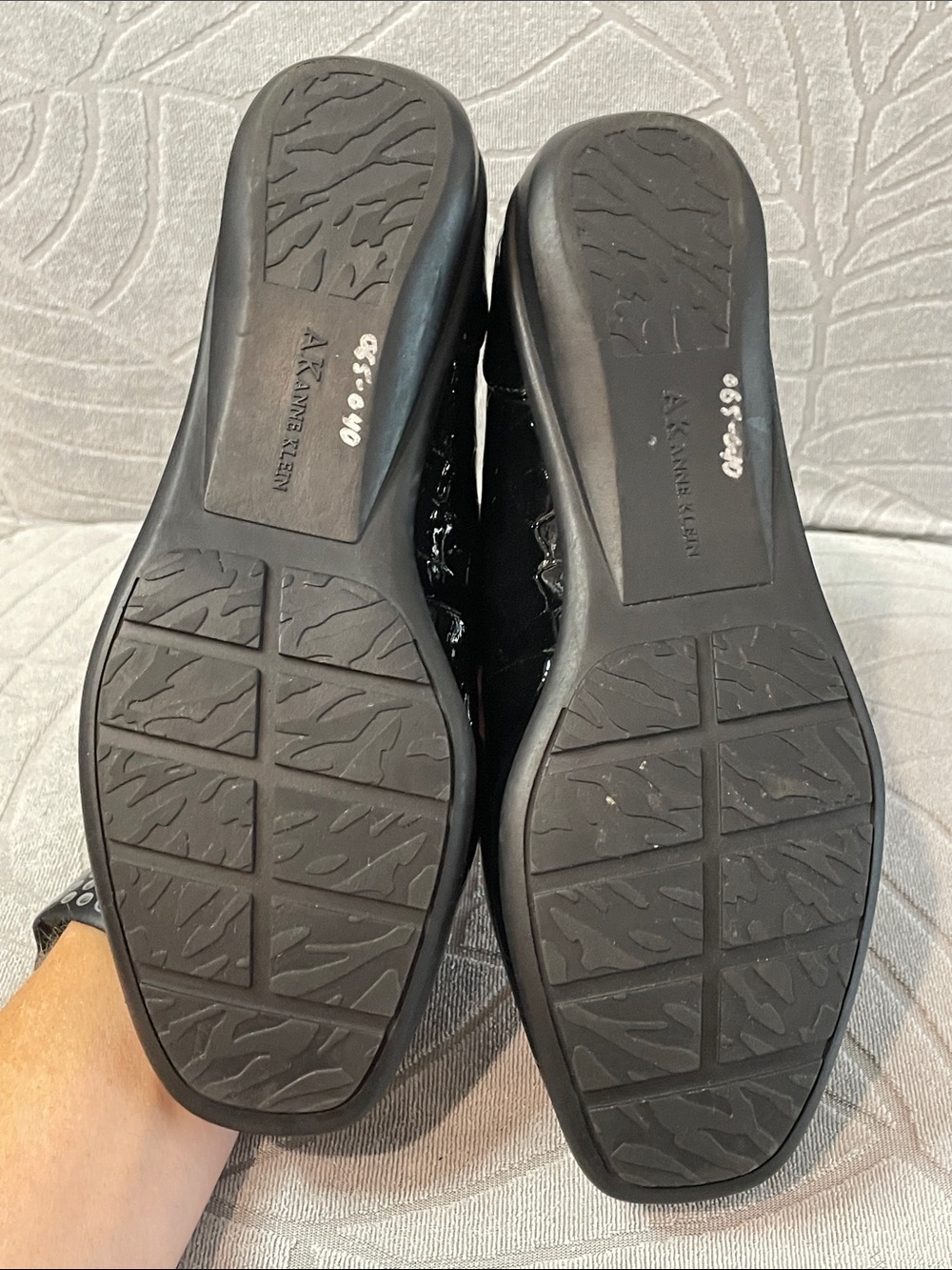 Anne Klein Black Patent Croc-Embossed Loafers with Metal Bit - Picture 7 of 8